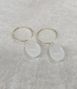 
                  
                    Load and play video in Gallery viewer, Gold Milky Quartz Hoops
                  
                