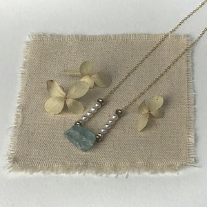 
                  
                    Aquamarine and White Pearl Necklace
                  
                