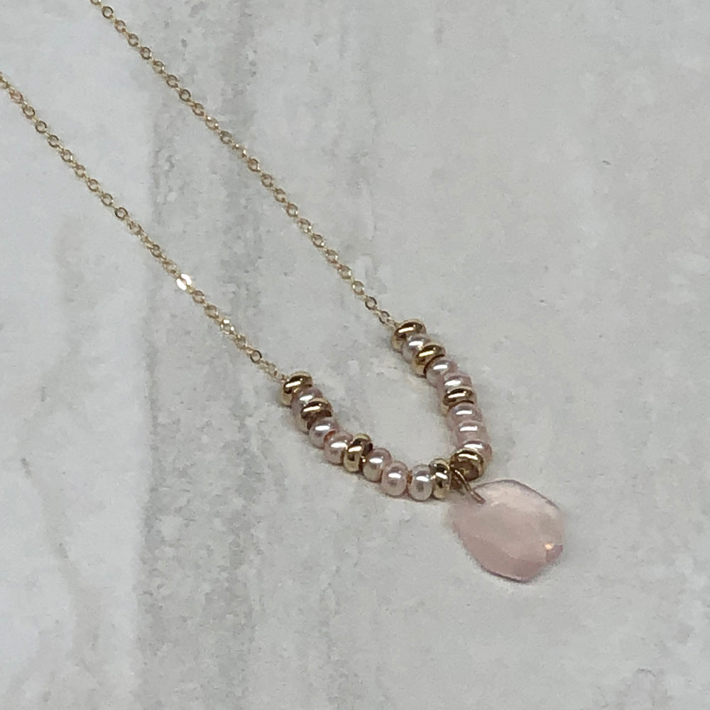 
                  
                    Rose Quartz and Pink Pearl Necklace
                  
                