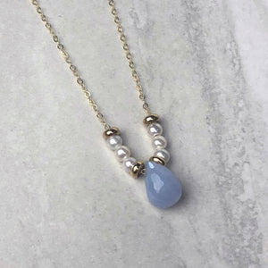 
                  
                    Teardrop Chalcedony and Pearl Necklace
                  
                